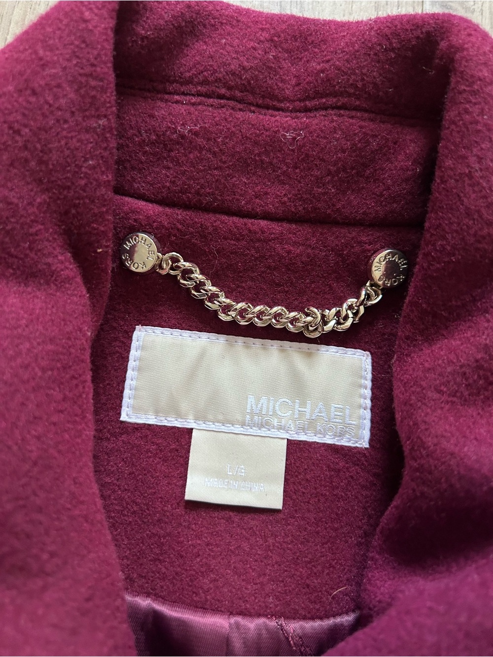 MICHAEL Michael Kors Burgundy Wool-Blend Pea Coat with Belt winter - Picture 8 of 8